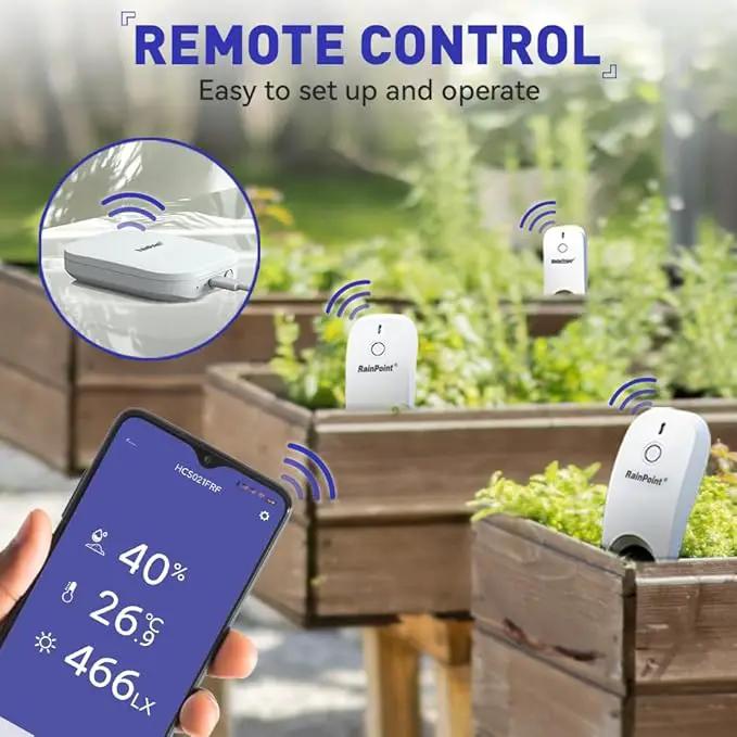 RAINPOINT Wi-Fi Soil Moisture Meter Plants - Hygrometer, Room Thermometer Indoor Soil Tester, Smart Plant Sensor, Temperature Humidity Monitor for Garden with 2.4 GHz Mini Wi-Fi Smart Gateway Hub by GreenHaven Gardens