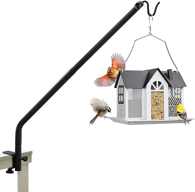 Kingsyard Heavy Duty Deck Hook, 27"-39" Adjustable Metal Deck Railing Hooks for Hanging Bird Feeders, Planters, Suet Baskets, Lanterns, Wind Chimes, Clamp Mounted by GreenHaven Gardens