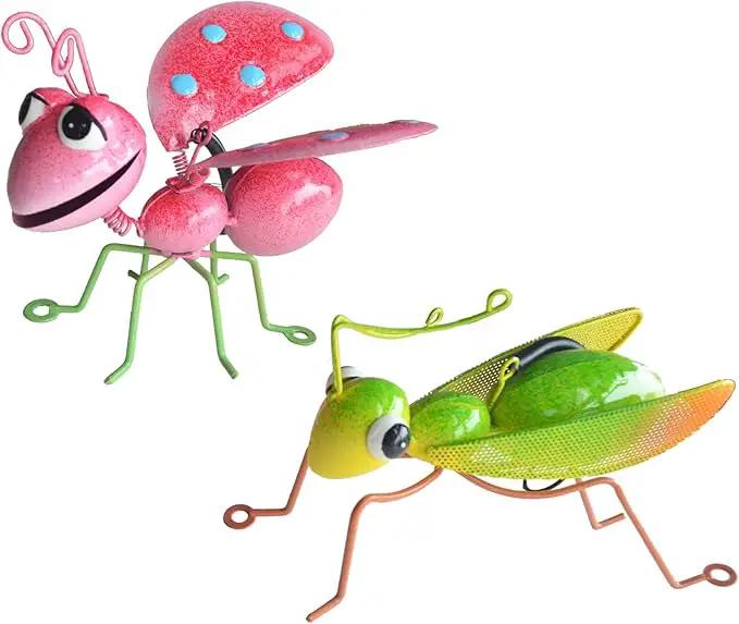 GIFTME 5 Outdoor Wall Decorations,Ladybug and Mantis Metal Outdoor Decor,Set of 2 Metal Yard Art-Perfect Garden Lover Gifts by GreenHaven Gardens