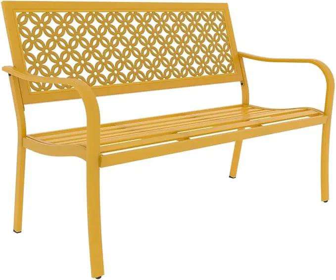 Grand patio 50" Outdoor Bench Garden Bench with Armrests Bench for Outdoors Lawn Yard Porch Sunflower Yellow by GreenHaven Gardens