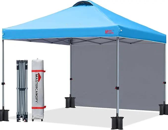 MASTERCANOPY Durable Pop-up Canopy Tent with 1 Sidewall (10'x10',Sky Blue) by GreenHaven Gardens