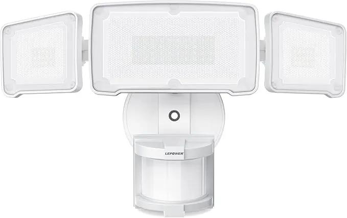 LEPOWER LED Security Lights Motion Sensor Light Outdoor, 38W 4200LM Light, 5500K, IP65 Waterproof, 3 Head Detected Flood Light for Garage, Yard, Porch (White) by GreenHaven Gardens