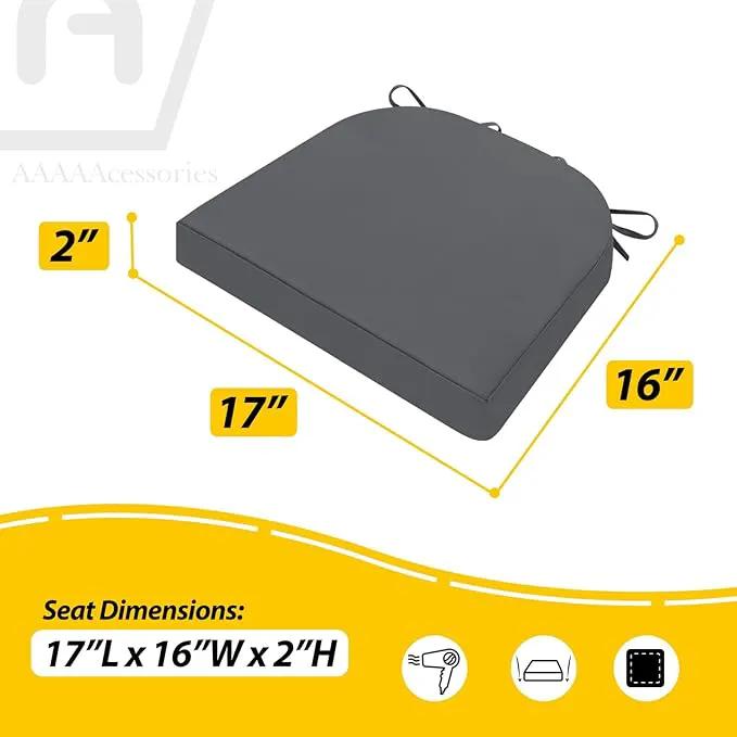 AAAAAcessories Outdoor Seat Cushions for Chairs, Waterproof, Fade-Resistant Patio Furniture Replacement Cushions, 17" x 16" x 2", Set of 2, Dark Gray by GreenHaven Gardens