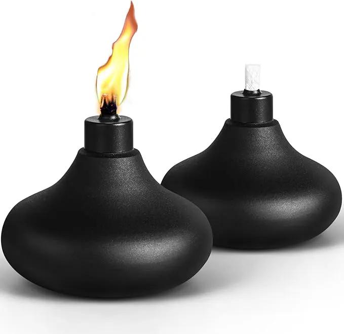 2 Pack Metal Table Top Torches, 24.5oz Citronella Torches for Outside, Refillable Flame Light Torch, Decorative Tabletop Lantern for Yard, Patio, Deck, Garden, Party, Landscape by GreenHaven Gardens