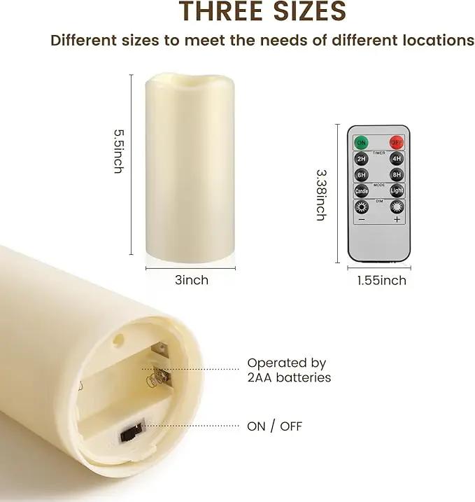 Waterproof Flameless Remote Control Candles 12PACK（D3''*H5.5''） Battery Operated Flickering LED Pillar Candle，plastic with 10-Key 24Hours Timer for Outdoor/Indoor Party Garden Lanterns Porch Ivory by GreenHaven Gardens