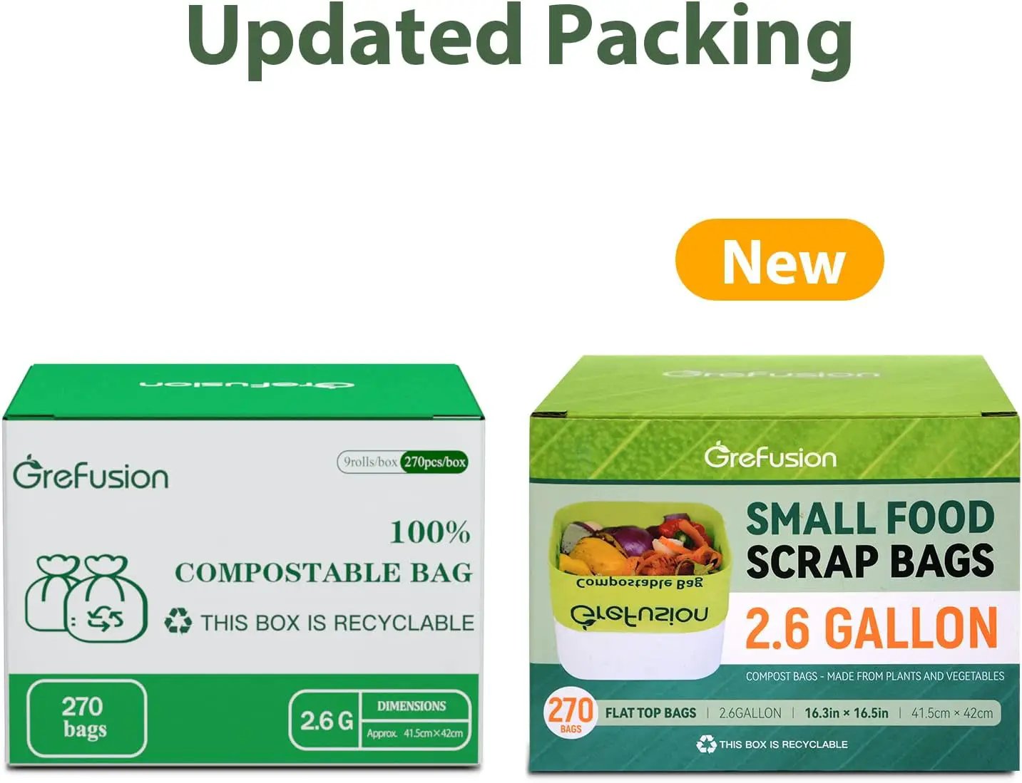 Compostable Trash Bags, Small 2.6 Gallon, 270 Count, 0.72 Mils Thick, Eco Friendly, ASTM D6400 & BPI Certified, Composts Food Scraps, No Leaks by GreenHaven Gardens