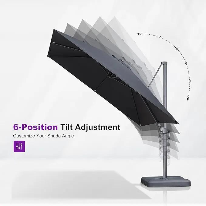 PURPLE LEAF 10' X 13' Rectangle Patio Umbrella Outdoor Large Aluminum Cantilever Umbrella with 3-Year Fade Resistance Recycled Fabric and 360-degree Rotation for Deck Pool Garden, Mist Grey by GreenHaven Gardens