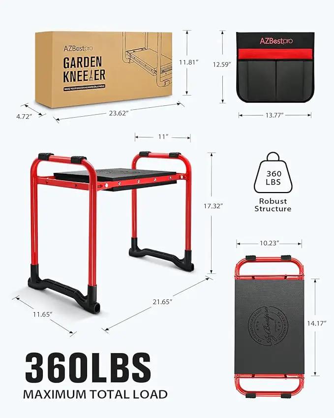 Garden Kneeler and Seat Heavy Duty,Upgraded Foldable Gardening Stool Widened to 10" Stable Wear-Resistant Prevent Knee and Back Pain, Bench High-End 2 Large Tool Bags Gift for Women by GreenHaven Gardens