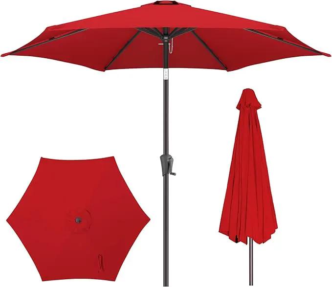 9ft Outdoor Patio Umbrella - Table Umbrella Waterprool UV Protection, Sombrillas de Patio with Push Button Tilt&Crank, Sun Umbrella for Pool, Porch, Garden, Deck, Backyard(Red) by GreenHaven Gardens