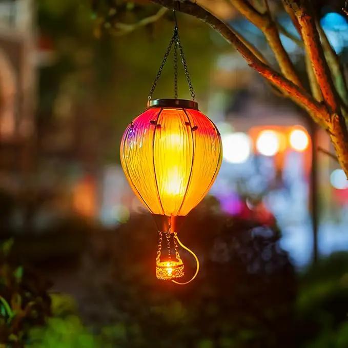 DREAMSOUL Large Hot Air Balloon Solar Lantern with Candle Holder, Hanging Solar Hot Air Balloon Lantern with Flame for Garden Yard Tree Decor by GreenHaven Gardens