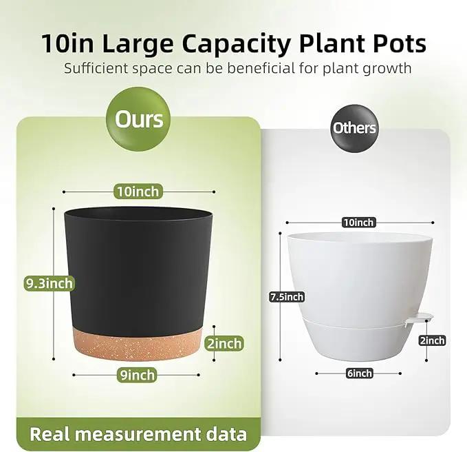 QCQHDU 10 inch Plant Pot, 2 Pack Planters for Indoor Plants with Drainage Holes & Saucer, Outdoor Flower Pots Home Garden Modern Decor by GreenHaven Gardens