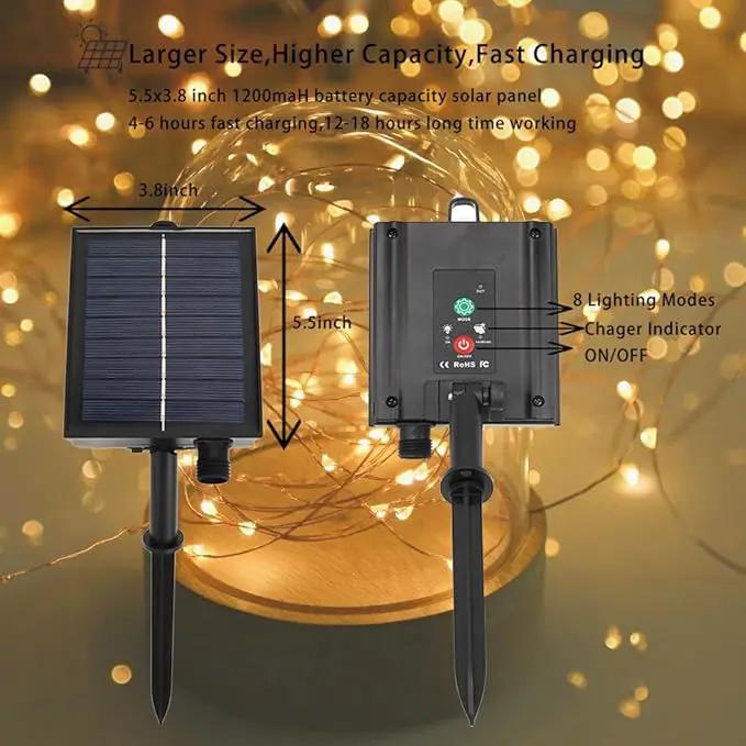 Solar String Lights Outdoor,100FT 300 LEDs Solar Fairy Lights,Waterproof Solar Light for Outside 8 Modes Button Controlled for Patio Gardens Backyard Tree Wedding Christmas,Warm White by GreenHaven Gardens