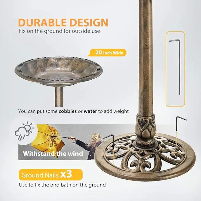 VIVOHOME 28 Inch Height Polyresin Lightweight Antique Outdoor Garden Bird Bath Copper by GreenHaven Gardens