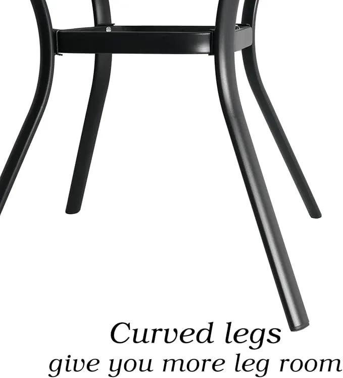Round Outdoor Dining Table, 48-inch All-Weather Patio Table with Adjustable Umbrella Hole for Deck Lawn Garden Backyard Balcony Deck, Black Metal Frame Slatted Tabletop by GreenHaven Gardens