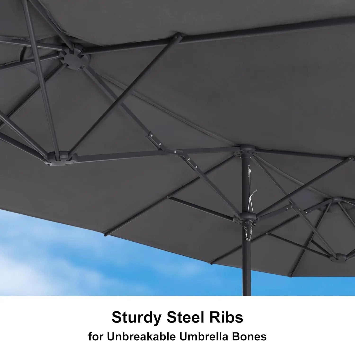 PURPLE LEAF 14ft Patio Market Umbrella Outdoor Double-Sided Umbrella with Base and Crank Rectangle Table Umbrella for Pool Deck Garden, Grey by GreenHaven Gardens