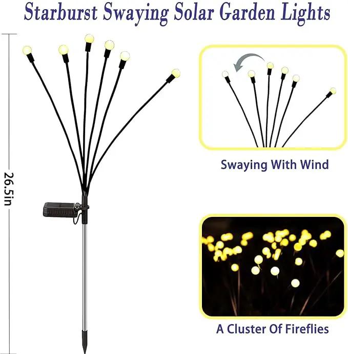 Solar Garden Lights Outdoor, 10 Pack 60 LED Solar Firefly Lights, Swaying Waterproof Garden Decor for Yard Patio Pathway Lawn Gardening Gifts by GreenHaven Gardens