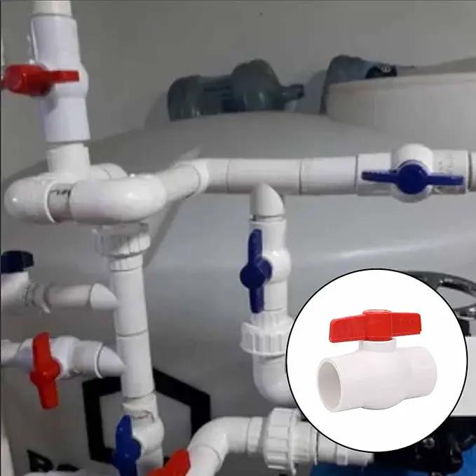 2Pcs 1-1/2" PVC Ball Valve Water Pipe Shut-off Valve Socket with Red T-Handle for Cold Water Supply lines, Irrigation Pipe fitting System(Socket x Socket), Schedule 40 by GreenHaven Gardens