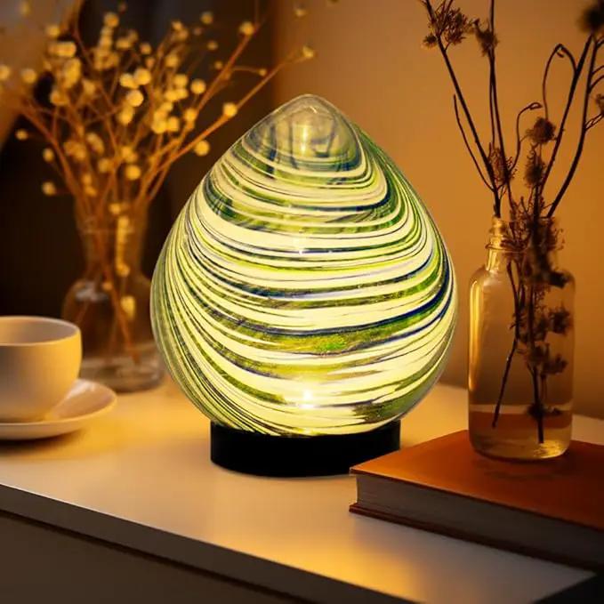 Table Solar Lanterns Outdoor Waterproof LED 6.7" Glass Desktop Decorative Lanterns Solar Globe Lights for Patio Balcony Pathway Porch Gardening Gifts for Women(Green) by GreenHaven Gardens