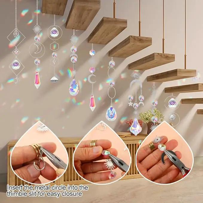 HYBEADS 200 Pcs DIY Suncatcher Making Kits for Adults Crystal Sun Catchers Crafts with Hooks Chains Pendants Rainbow Maker for Window Hanging Prism Indoor Outdoor Garden Xmas Wedding Party Decor by GreenHaven Gardens