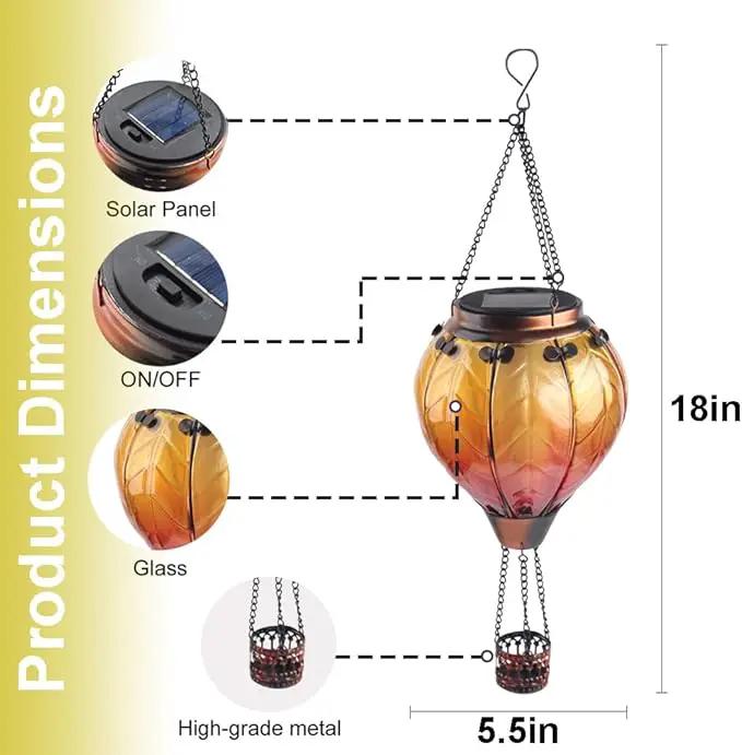 Hot Air Balloon Solar Lantern with Flickering Flame Hanging Solar Lanterns Outdoor Lights Waterproof Lanterns Decorative Garden Patio Yard Party Decor Yellow by GreenHaven Gardens