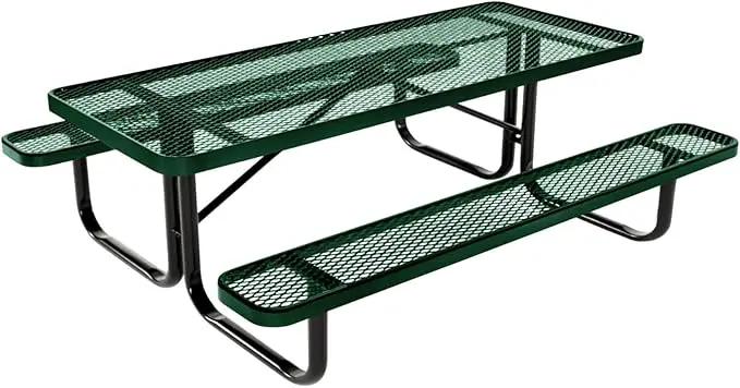 Coated Outdoor Furniture Heavy-Duty Portable Outdoor Kids Table, Expanded Metal Kids Picnic Table, Commercial-Grade Picnic Table, Made in America (6ft Rectangular, Childrens, Green) by GreenHaven Gardens