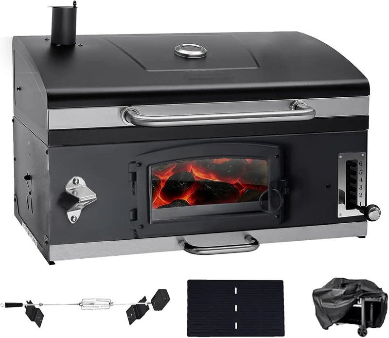 Built In Charcoal Grill, BBQ Grill with Oversize Cooking Area, Outdoor Cooking Grill with Charcoal Trays for Outdoor Backyard Camping Picnics, Patio and Parties by GreenHaven Gardens