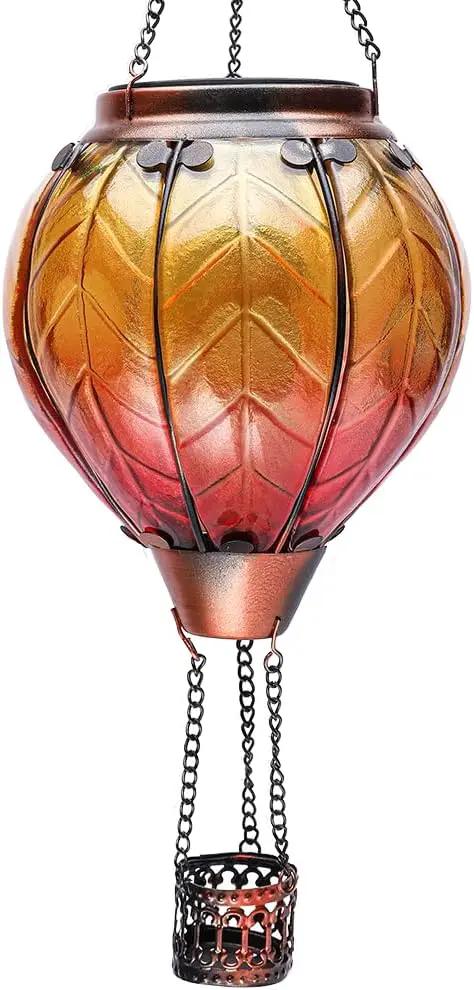 Hot Air Balloon Solar Lantern with Flickering Flame Hanging Solar Lanterns Outdoor Lights Waterproof Lanterns Decorative Garden Patio Yard Party Decor Yellow by GreenHaven Gardens