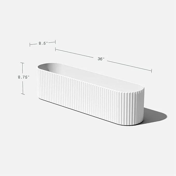 Veradek Demi Series Window Box Planter - Long Planter Box for Windowsill/Balcony | Durable Plastic-Stone Composite Material | Modern Décor for Flowers/Herbs