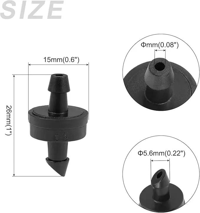 METALLIXITY Pressure Compensating Dripper, (2.6 Gallon Per Hour) 50Pcs, Plastic Irrigation Drip Emitters - for Watering Garden Lawn Plants, Black by GreenHaven Gardens
