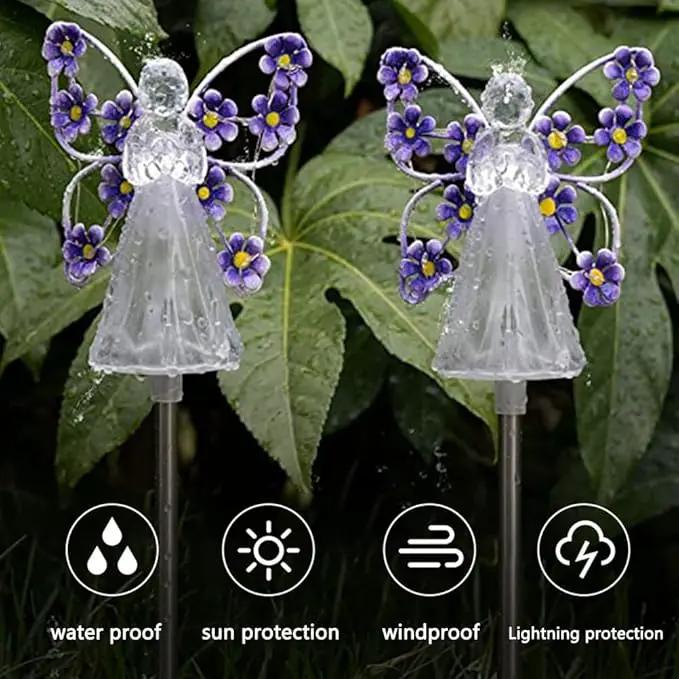 YWBL-WH 2PCS Angel Solar Lights LED Solar Garden Stake Lights Outdoor Garden Eternal Light Angel Decoration (Blue) by GreenHaven Gardens