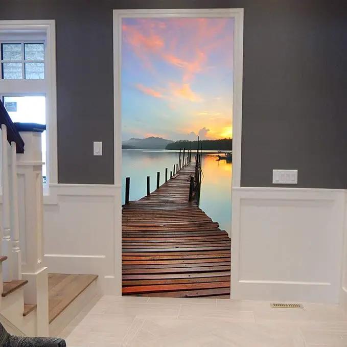 3D Door Stickers Murals - Peel & Stick - PIER - Wallpaper - Self-Adhesive Decals - Removable PVC - Waterproof - Door Poster - Bedroom & Living Room - 33.9" x 78.7" by GreenHaven Gardens