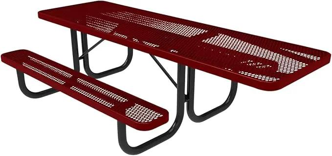 T8H-TXTBUR Heavy Duty Rectangular Portable Picnic Table, Handicap Accessible on One End, 8 Ft, Textured Burgundy, Made in America by GreenHaven Gardens