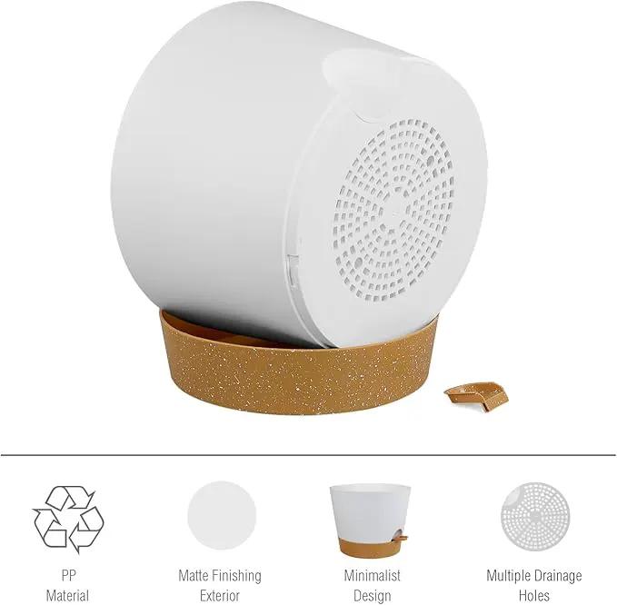 12 inch Large Self Watering Pots for Indoor Outdoor Plants, Flower Plant Pots with Drainage Holes for Garden House Plants, Plastic Planters with Reservoir for Home Plants, White with Brown by GreenHaven Gardens