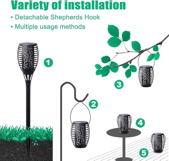 4Pack Solar Torch Light with Flickering Flame, Upgraded 3in1 Solar Lights Outdoor Hanging Lantern, Waterproof Landscape Decoration Lighting for Garden Yard Pathway Driveway, Auto On/Off by GreenHaven Gardens