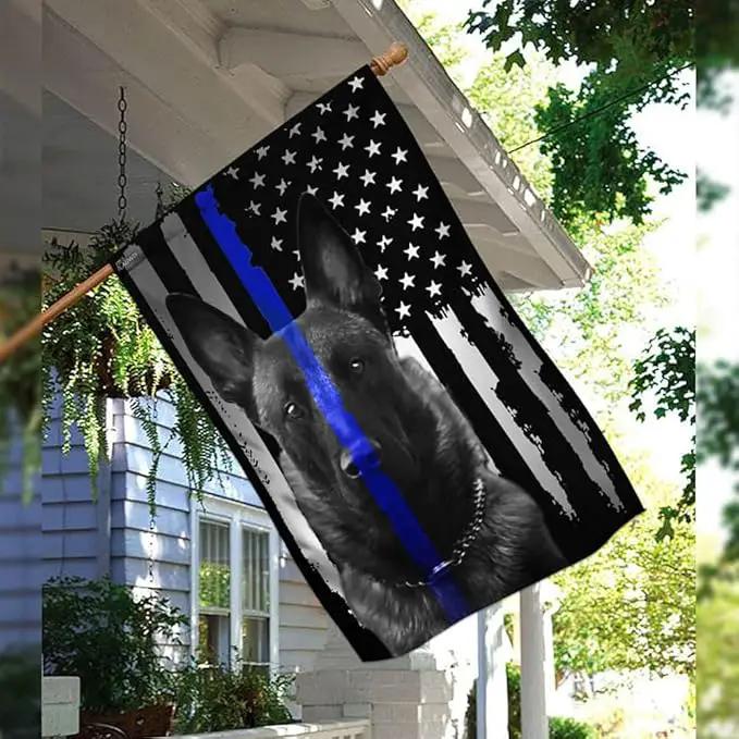 Flags-Belgian Malinois. Police Dog. K9 Flag THB2142F, Garden Flag (11.5" x 17.5")-USA House Garden Flags Premium Polyester-Decorative Outdoor Flags by GreenHaven Gardens