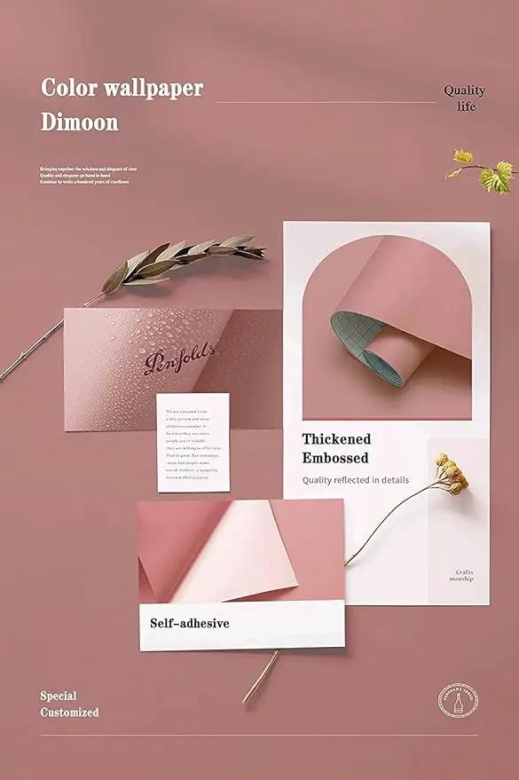 Dimoon 394''x17.7'' Pink Peel and Stick Wallpaper Contact Paper Modern Self Adhesive Wall Paper Removable Renter Friendly Textured Solid Color Shelf Cabinet Vinyl Roll (394''x17.7'',Rose Pink) by GreenHaven Gardens