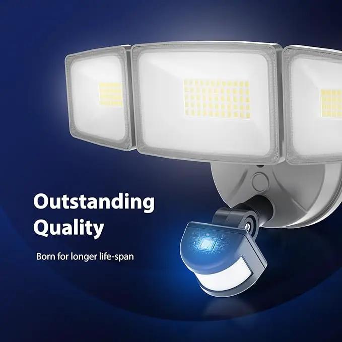 Onforu 65W LED Security Lights Motion Sensor Light Outdoor, 6500LM, 6500K, IP65 Waterproof, Flood Light Outdoor Motion Detector with Adjustable 3 Head, Hardwired Wall Light for Entryway, Yard (Gray) by GreenHaven Gardens
