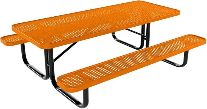 Coated Outdoor Furniture Heavy-Duty Portable Outdoor Kids Table, Punched Steel Kids Picnic Table, Commercial-Grade Picnic Table, Made in America (6ft Rectangular, Childrens, Orange) by GreenHaven Gardens