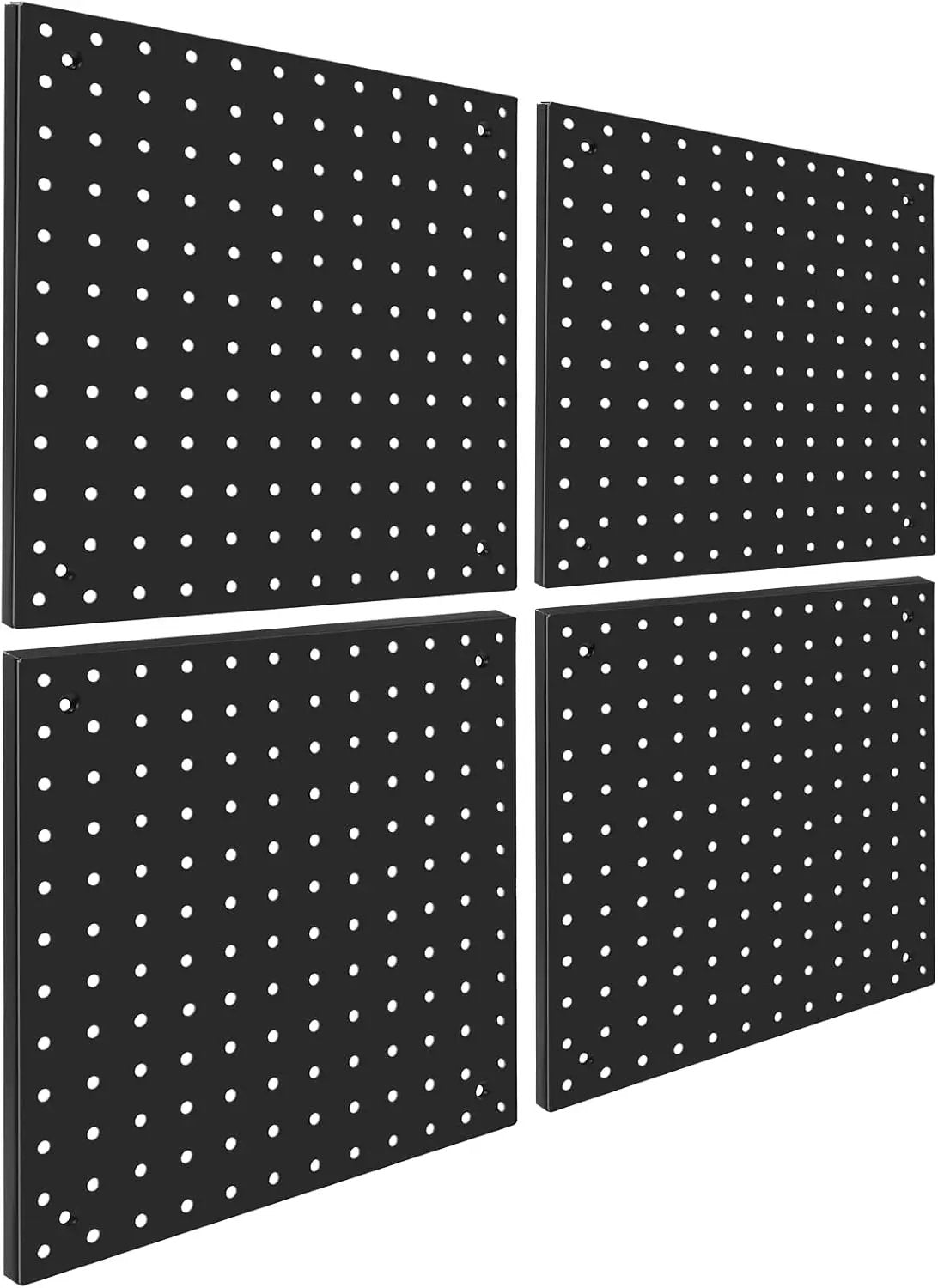 Peg Board,Steel Organization Panels, Ideal for Garage Tool Storage, Office Organization, Craft Room, Kitchen,Pack of 4 (Black, 4-12X12) by GreenHaven Gardens