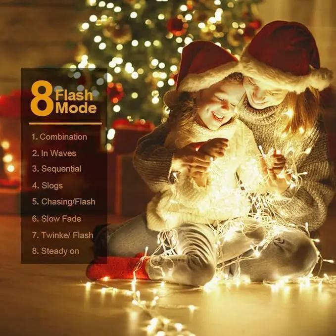 Quntis 328ft 500 LED Christmas String Lights, Waterproof Outdoor/Indoor Fairy Lights 8 Modes Plug in, Warm White Clear Wire for Home Bedroom Wedding Party Holiday Garden Tree Decorations Lighting by GreenHaven Gardens