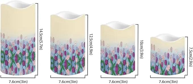Ystardream Purple Tulips Flameless Candles with Timer Led Candles Flickering 4 Candle Sets for Home Decor,18 Key Remote Control，Dancing Flame, True Wax, Battery Power by GreenHaven Gardens