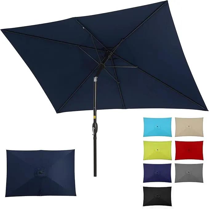SUNVIVI OUTDOOR Patio Umbrella, 6.5' x 10' Rectangular Patio Umbrella, Metal Pole Square Outdoor Umbrella with Crank and Push Button Tilt, 6 Steel Ribs, Polyester Canopy by GreenHaven Gardens