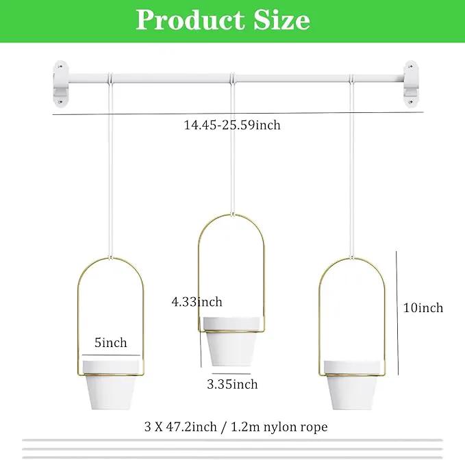 DOUBFIVSY Hanging Planters for Indoor Plants Plant Hanger, Adjustable Hanging Window Planter Hanging Wall Planter for Garden, 25in Plant Shelves Metal Holder Rod with Pots (White) by GreenHaven Gardens