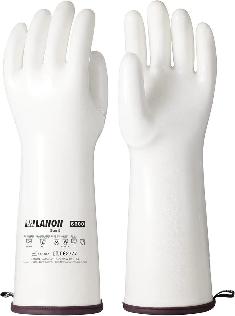 LANON 15" Liquid Silicone Heat Resistant Oven Gloves, Food Grade, CoralAir Liner, Waterproof, Extra Long, Large by GreenHaven Gardens