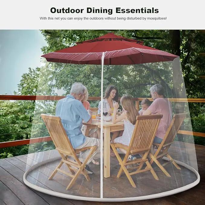 9-11 FT Umbrella Net for Outdoor Umbrella, Universal Hanging Mosquito Net for Patio,Polyester Mesh Umbrella Screen for Patio Tables with Zipper(White) by GreenHaven Gardens