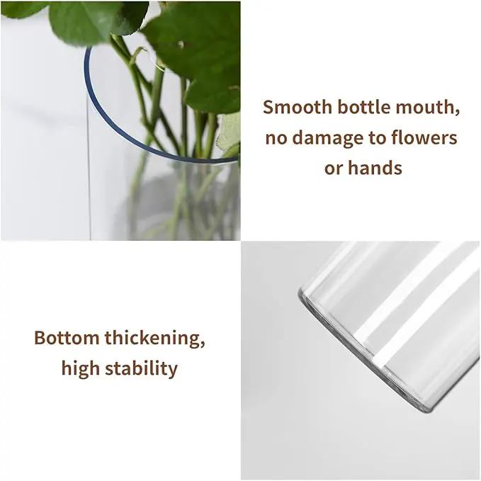 Clear Flower Vase, Non-breakable Vases, 4" W x 8" H, Acrylic Vase, Aesthetic Room Decor Cylindrical Modern Flower Vases for Table Centerpiece, Home Decor, Women Floral Arrangement Gift by GreenHaven Gardens