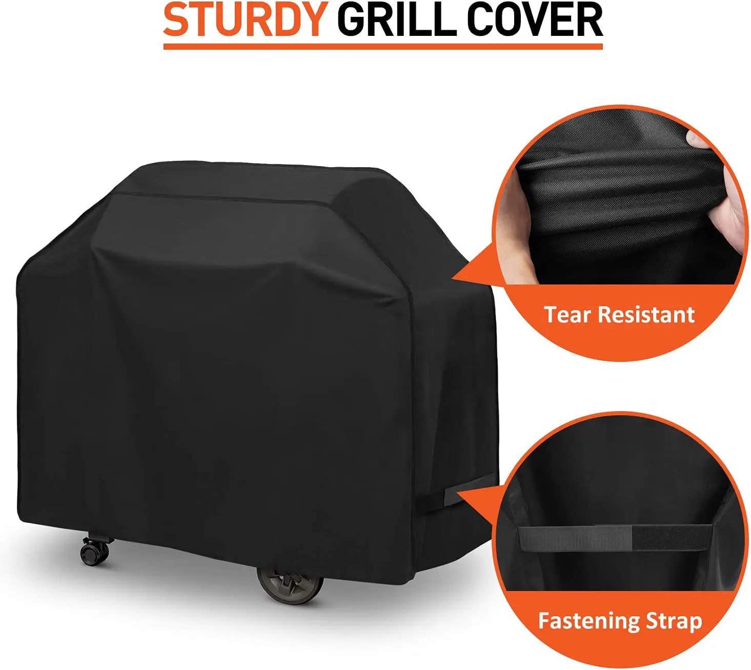 BBQ Grill Cover 50 Inch, Heavy Duty Waterproof Barbecue Cover for Outdoor Grills up to 48 Inch Width, Suitable for Weber, Char Broil, Nexgrill Grills, etc, All Weather Protection, Black by GreenHaven Gardens