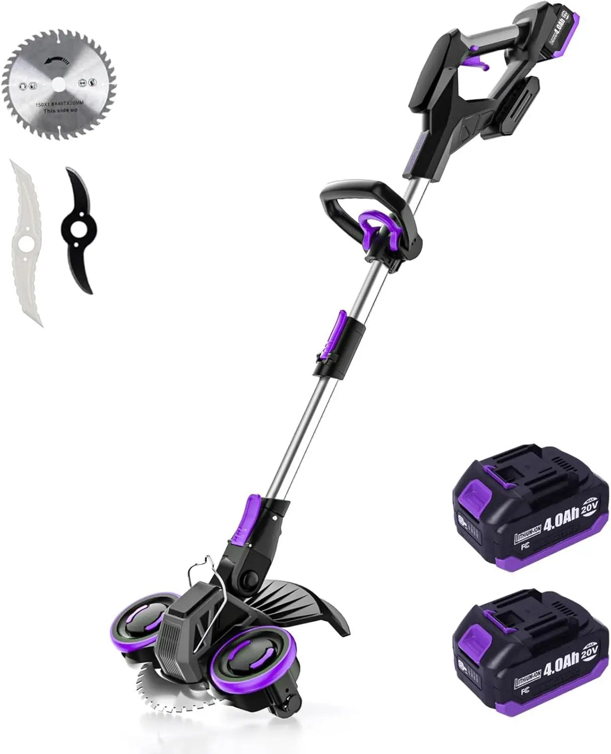 Weed Wacker Cordless, GearBrushless™, 3-in-1 Edger/Mower/Trimmer with Blade, 120 Min Runtime(with Two Batteries) by GreenHaven Gardens