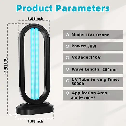 UV Light Sanitizer,UVC Home Disinfection Device 4-Speed Timing and Remote Control,Ultraviolet Light Sanitizer for Bed Bugs and Dust Mites,UV Lamp for Whole Room by GreenHaven Gardens
