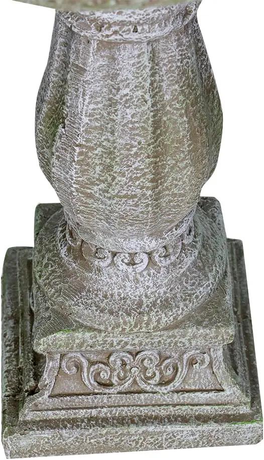 SunJet 23.8” H x 20” Dia Outdoor Birdbath with Exquisite Carvings Pedestal - Fibre Reinforced Concrete Birdbaths, Neoclassical Style Design for Garden Decor & Bird Attraction by GreenHaven Gardens